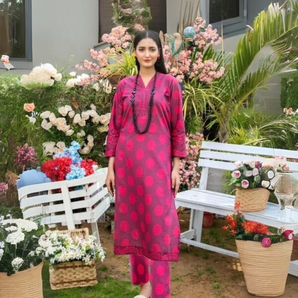 women wear Tawakkal Lawn 3 Piece Suit | Colour- Red Brown