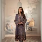 Women wear Zeen Lawn 3 Piece Suit | Colour-Smokey Grey
