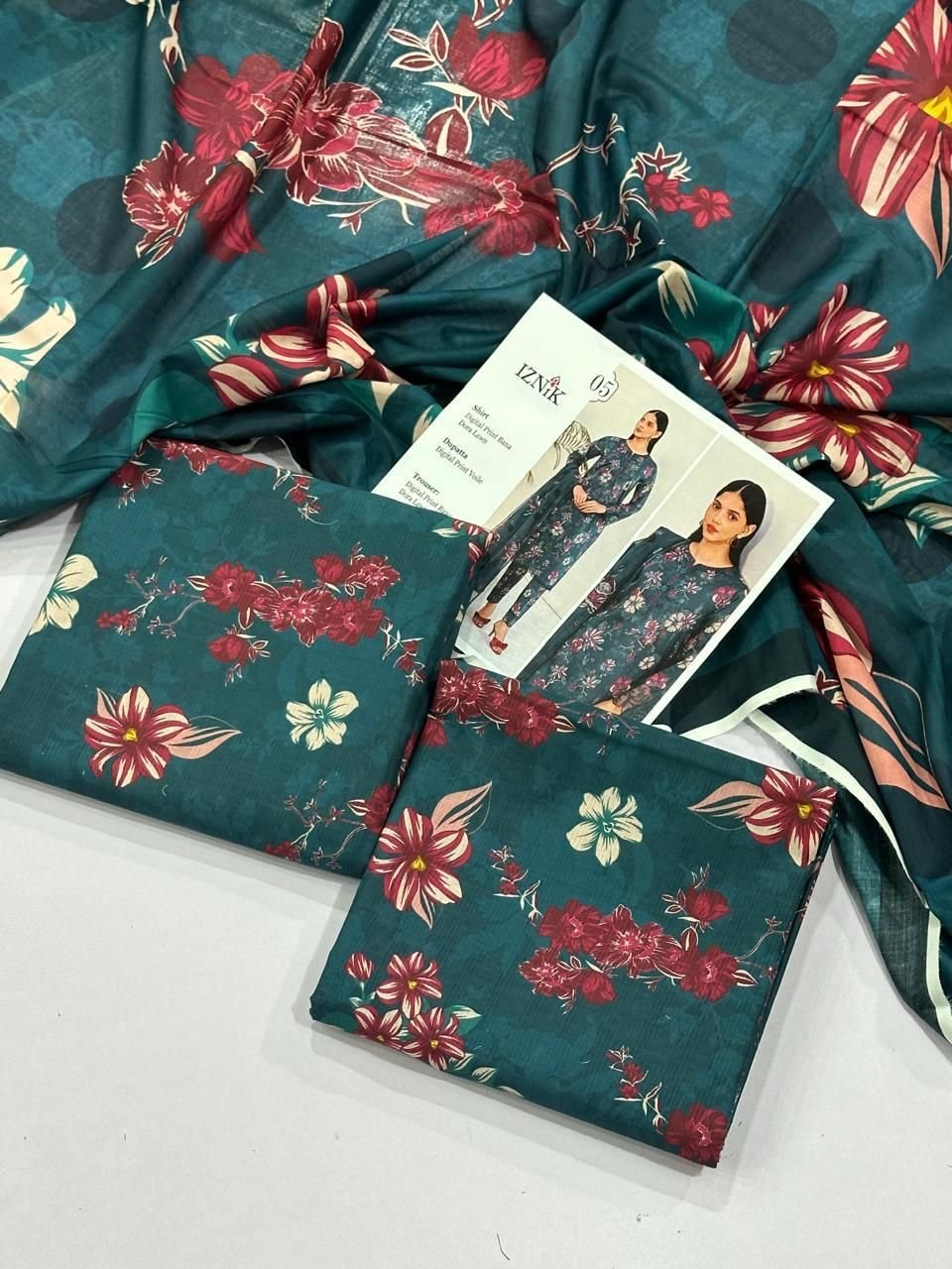 Iznik Lawn Unstitched 3 Piece Suit | Colour-Casal