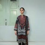 Women wear Zeen Lawn Unstitched 3 Piece Suit | Colour-Charcoal