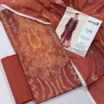 Zeen Lawn Unstitched 3 Piece Suit | Colour-Brownish Red