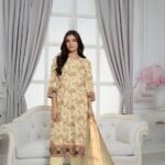 women wear Gul Ahmed Lawn 3 Piece Suit | Colour-Green Mist