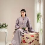 women wear Maria B Lawn 3 Piece Suit | Colour-Hit Grey
