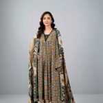 women wear Khaadi Lawn 3 Piece Suit | Colour-Black