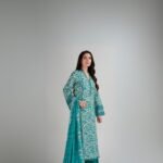 women wear Bareeze Lawn 3 Piece Suit | Colour-Ball Blue Suit