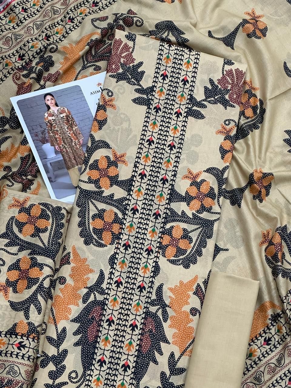 Asim Jofa Lawn Unstitched 3 Piece Suit | Colour-Quill Grey