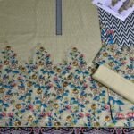 J. Lawn Unstitched 3 Piece Suit | Colour-Grey Olive