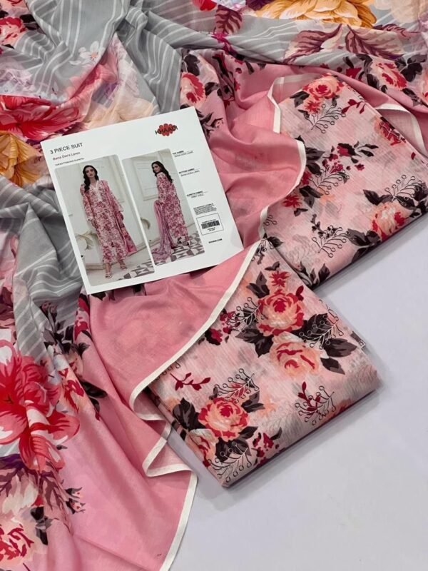 Khaadi Lawn Unstitched 3 Piece Suit | Colour-Pink