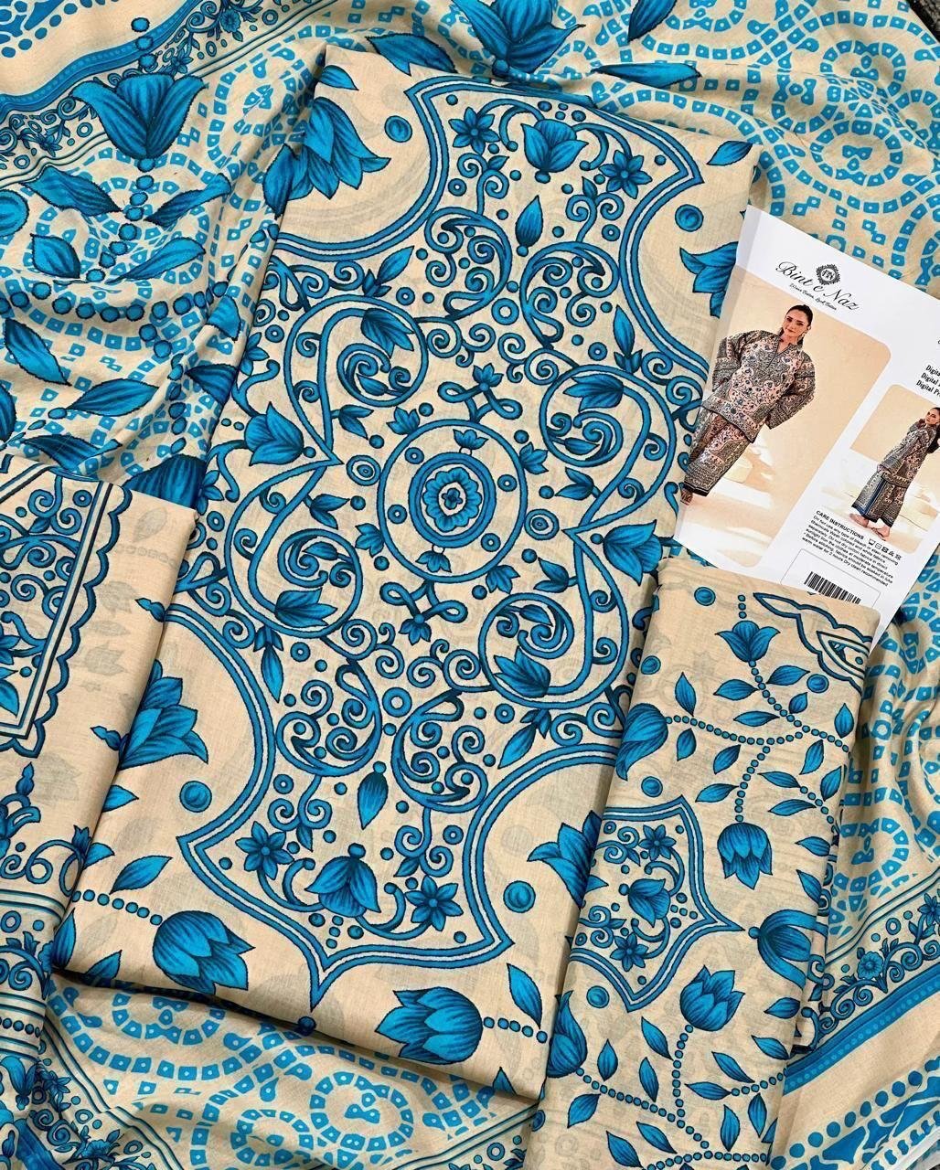 Bint e Naz Lawn Unstitched 2 Piece Suit | Colour- Vanilla Bint e Naz Lawn Unstitched 2 Piece Suit | Colour- Vanilla