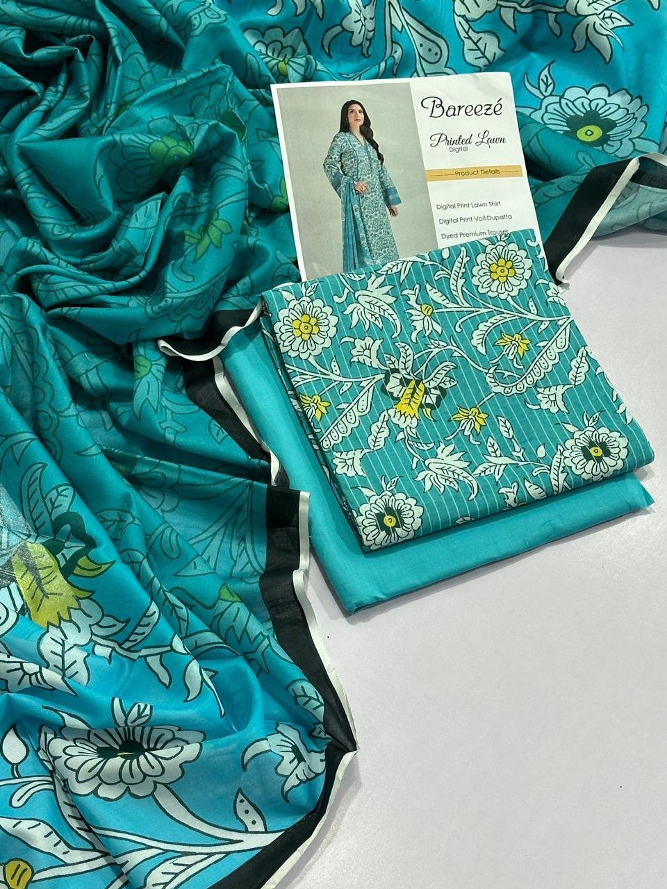 Bareeze Lawn Unstitched 3 Piece Suit | Colour-Ball Blue Suit