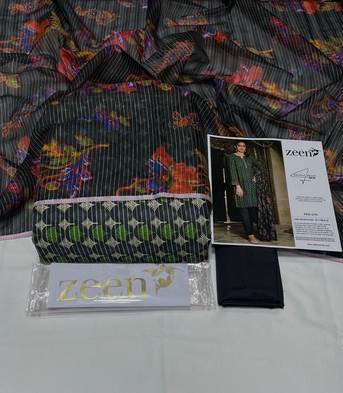 Zeen Lawn Unstitched 3 Piece Suit | Colour-Rangoon Green Zeen Lawn Unstitched 3 Piece Suit | Colour-Rangoon Green