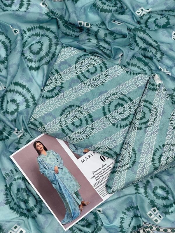 Maria.B. Premium Lawn Unstitched 3 Piece Suit | Colour-Shadow Green