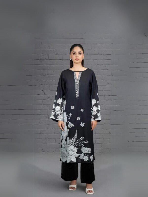 women wear Maria B Lawn 3 Piece Suit | Colour-Black