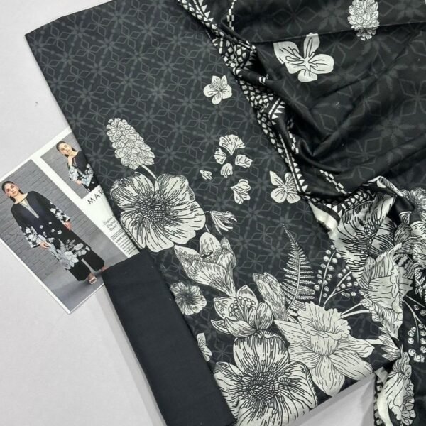Maria B Lawn Unstitched 3 Piece Suit | Colour-Black