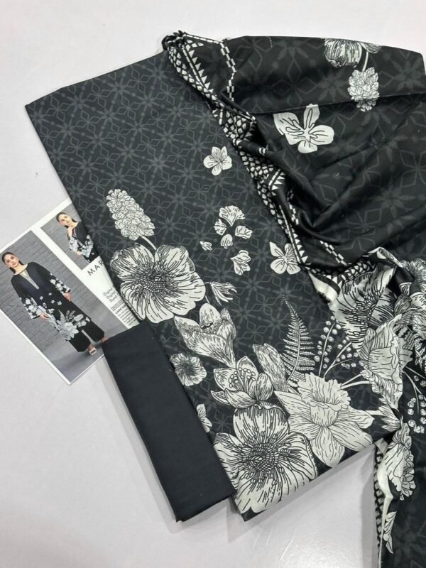Maria B Lawn Unstitched 3 Piece Suit | Colour-Black