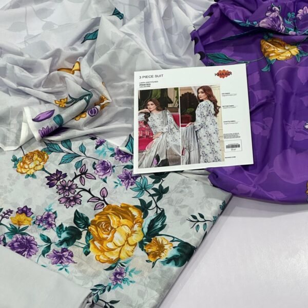 Khaadi Lawn Unstitched 3 Piece Suit | Colour-Pale Leaf