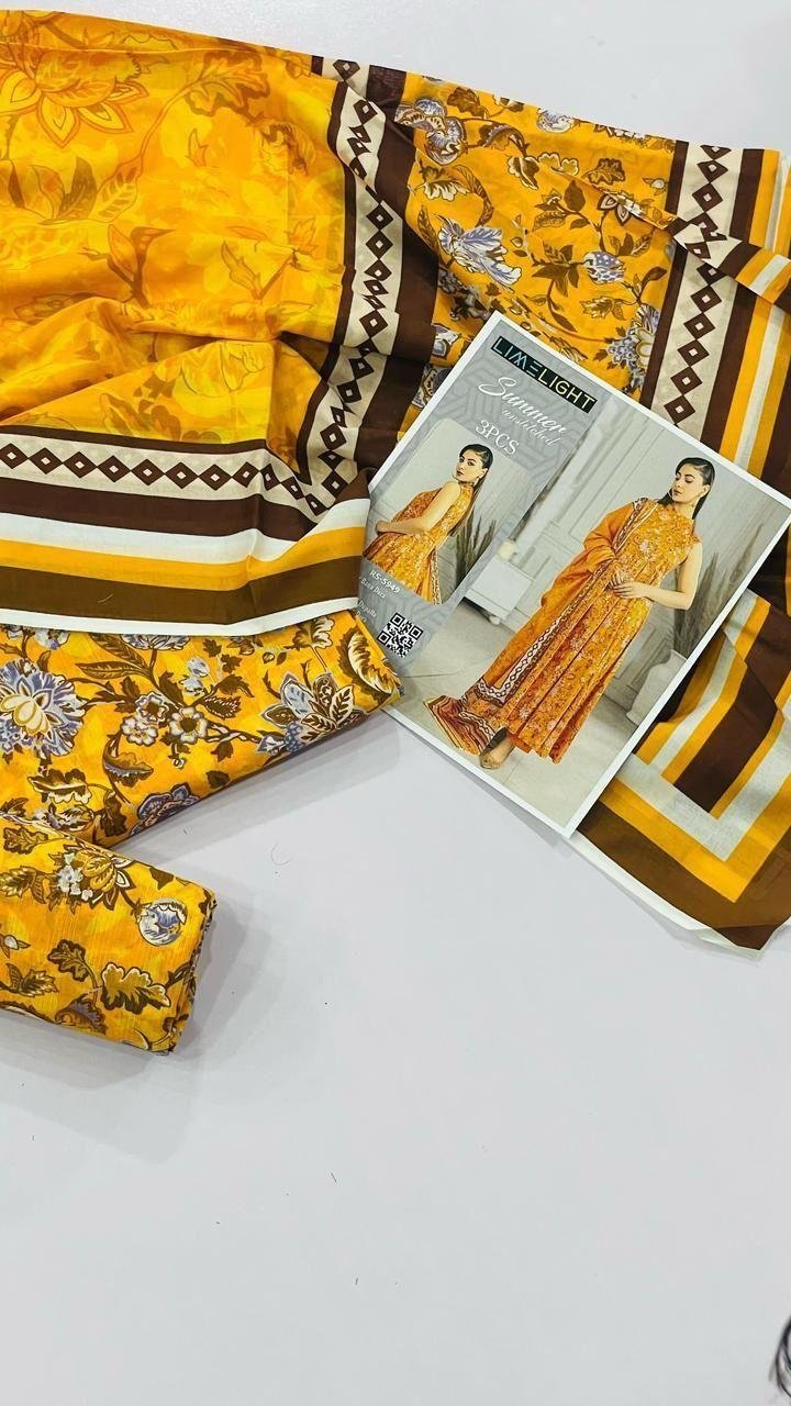 Limelight Summer Unstitched Lawn 3 Piece Suit | Colour- Yellow Orange Limelight Summer Unstitched Lawn 3 Piece Suit | Colour- Yellow Orange