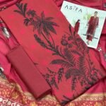 Asifa and Nabeel Lawn Unstitched 3 Piece Suit | Colour-Reddish Suit