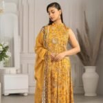 women wear Limelight Summer Lawn 3 Piece Suit | Colour- Yellow Orange