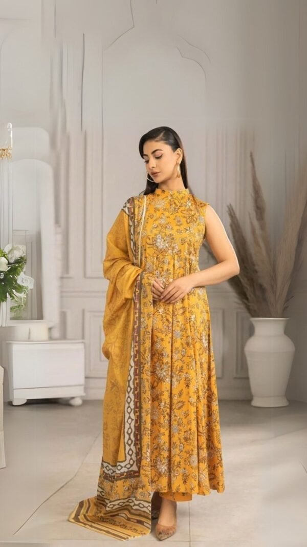 women wear Limelight Summer Lawn 3 Piece Suit | Colour- Yellow Orange