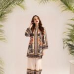 women wear Bint e Naz Lawn 2 Piece Suit | Colour- Grey