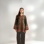 women wear Farasha Lawn 3 Piece Suit | Colour-Charcoal Grey