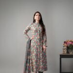 women wear Bareeze Lawn 3 Piece Suit | Colour-Dark Jungle Green Suit