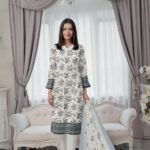 women wear Gul Ahmed Lawn 3 Piece Suit | Colour-Ash Grey