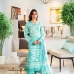 women wear Maria B Lawn 3 Piece Suit | Colour-Ball Blue