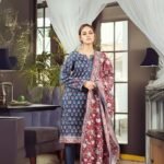 Women wear Zeen Lawn 3 Piece Suit | Colour-Nile Blue