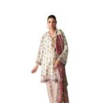 Women wear Asim Jofa Lawn Unstitched 3 Piece Suit | Colour-White