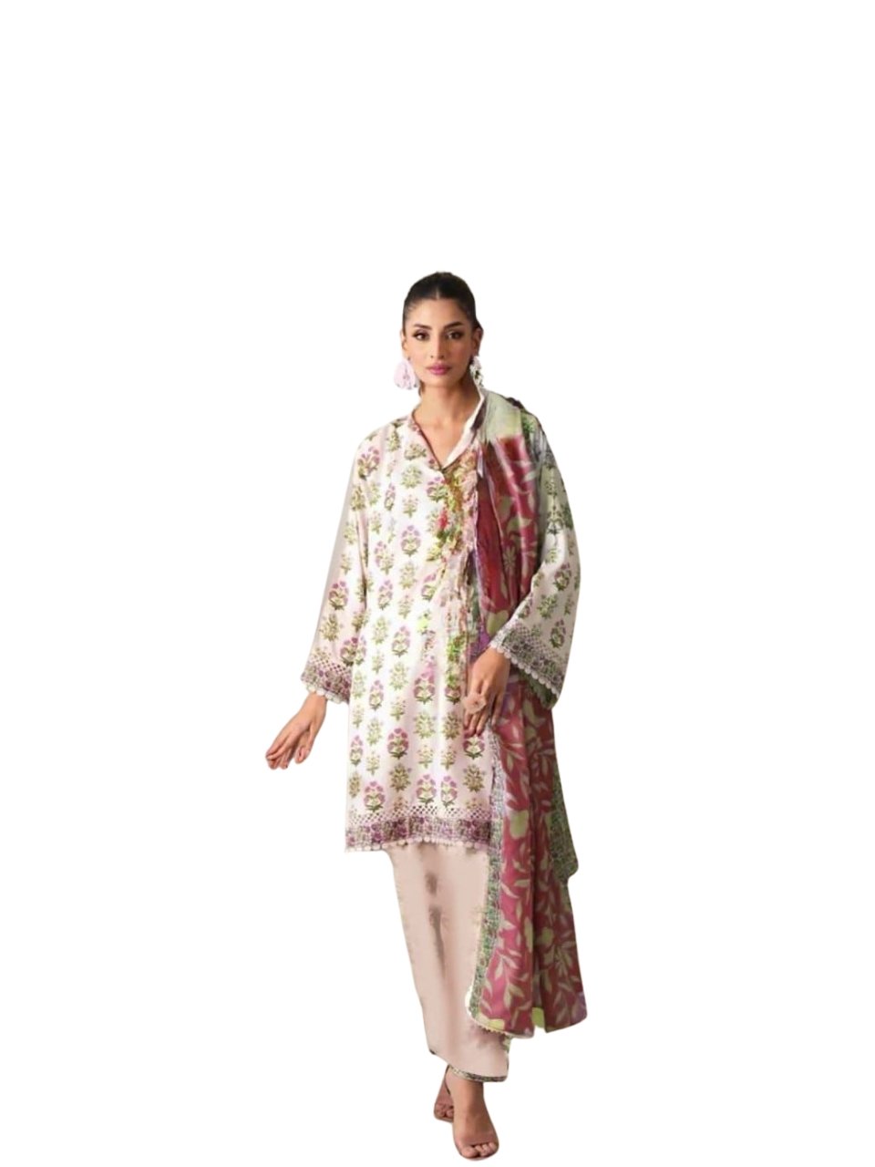 Women wear Asim Jofa Lawn Unstitched 3 Piece Suit | Colour-White Women wear Asim Jofa Lawn Unstitched 3 Piece Suit | Colour-White