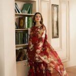 women wear Nishat Lawn 3 Piece Suit | Colour- Woody Brown
