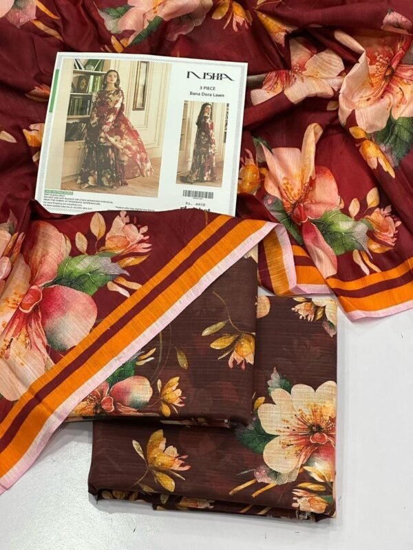 Nishat Lawn Unstitched 3 Piece Suit | Colour- Woody Brown