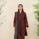 women wear Zainab Chottani Lawn 3 Piece Suit | Colour-Brown Rust