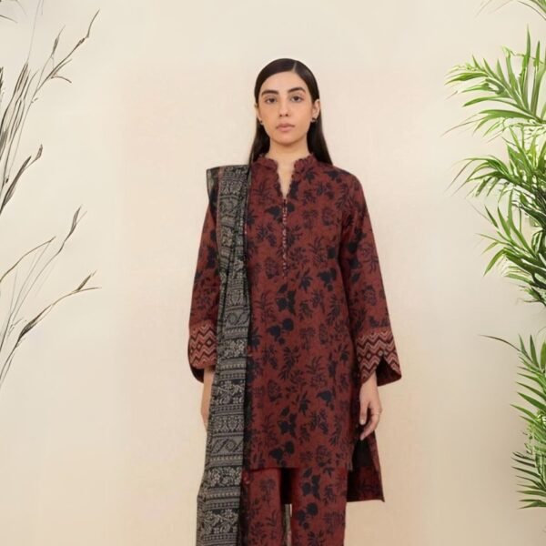 women wear Zainab Chottani Lawn 3 Piece Suit | Colour-Brown Rust