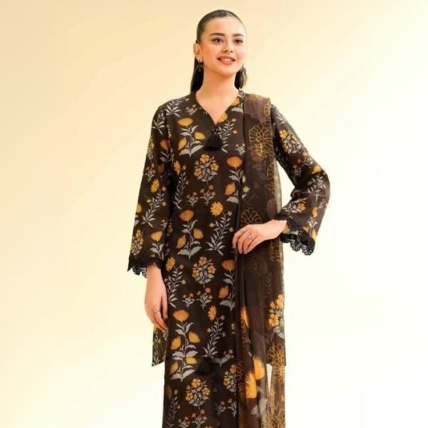 women wear Limelight Summer Lawn 3 Piece Suit | Colour- Dark Jungle Green