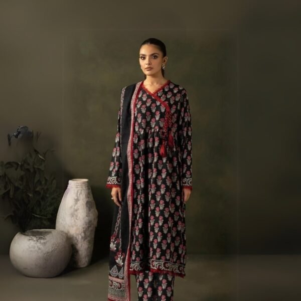 women wear Zellbury Lawn 3 Piece Suit | Colour-Dark Suit