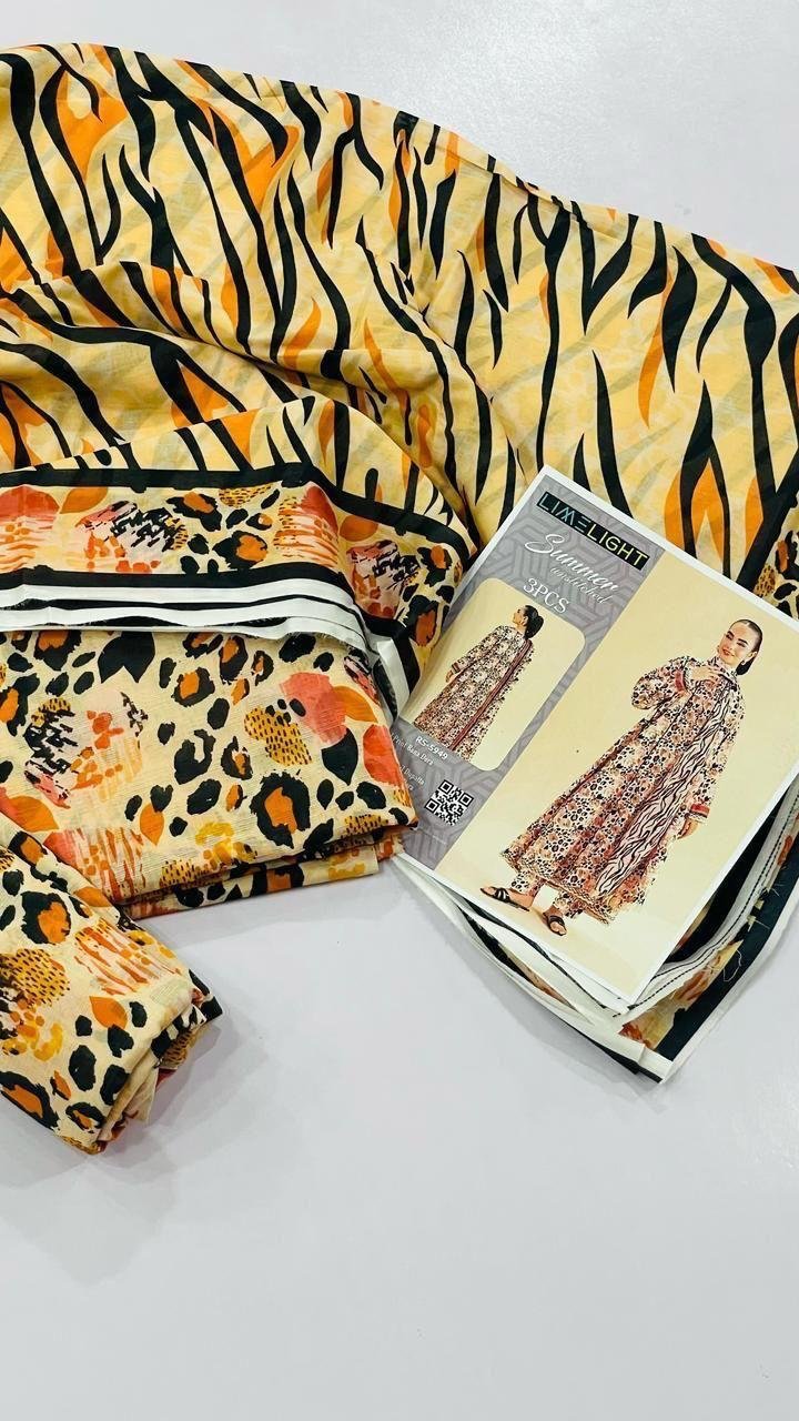 Limelight Summer Unstitched Lawn 3 Piece Suit | Colour- Very Light Brown