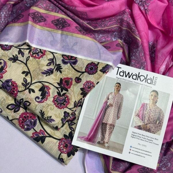 Tawakkal Lawn Unstitched 3 Piece Suit | Colour-Green Mist
