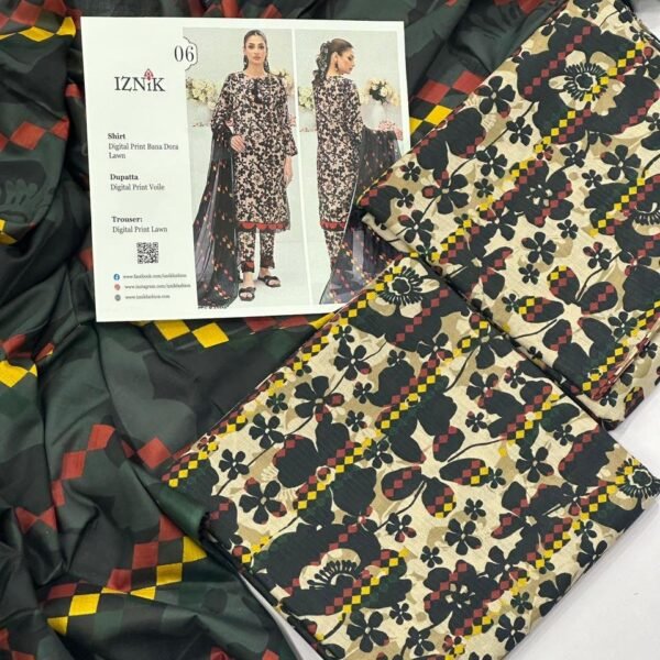 Iznik Lawn Unstitched 3 Piece Suit | Colour-Light Peach