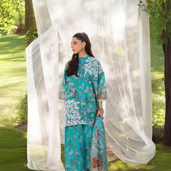 women wear Zainab Chottani Lawn 3 Piece Suit | Colour-Nice Blue