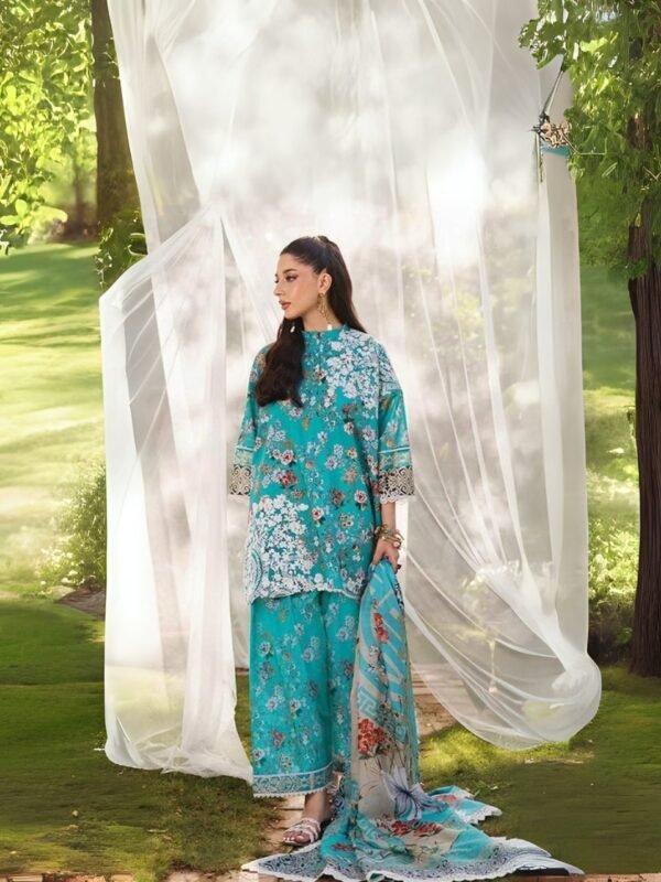women wear Zainab Chottani Lawn 3 Piece Suit | Colour-Nice Blue
