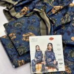 Khaadi Lawn Unstitched 3 Piece Suit | Colour-Dark Grey Blue