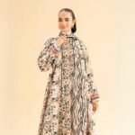 women wear Limelight Summer Lawn 3 Piece Suit | Colour- Very Light Brown