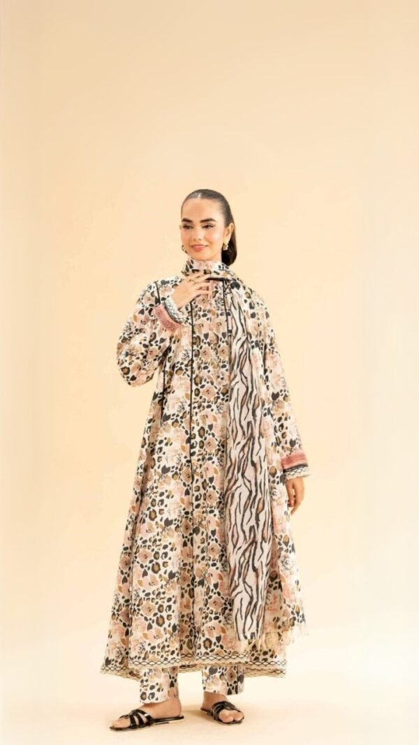 women wear Limelight Summer Lawn 3 Piece Suit | Colour- Very Light Brown