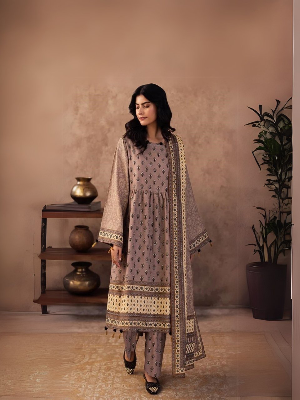 women wear Zellbury Lawn 3 Piece Suit | Colour-Deep Coffee Suit women wear Zellbury Lawn 3 Piece Suit | Colour-Deep Coffee Suit