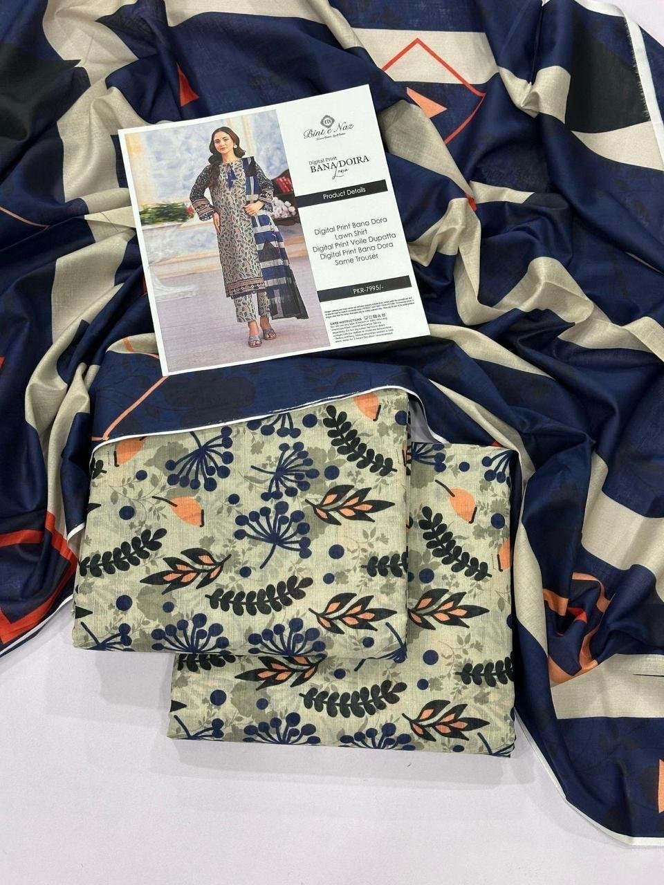 Bint e Naz Lawn Unstitched 3 Piece Suit | Colour-Green Mist Bint e Naz Lawn Unstitched 3 Piece Suit | Colour-Green Mist