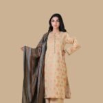 Women wear Zeen Lawn 3 Piece Suit | Colour-Orange