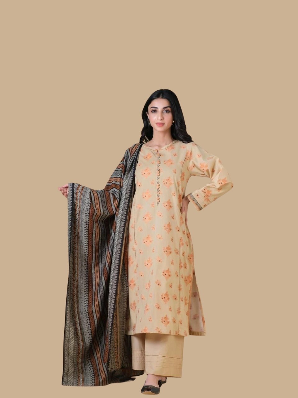 Women wear Zeen Lawn 3 Piece Suit | Colour-Orange Women wear Zeen Lawn 3 Piece Suit | Colour-Orange